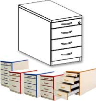 Rollcontainer 3   BxHxT 43 x 56 x 80 cm