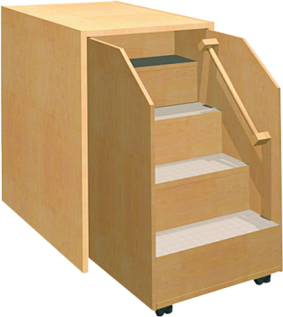 Fahrbare Treppe mit Umbauschrank   Breite 60 cm