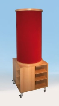 Litfasssäule mit Unterschrank Buche, 190cm hoch, Stoff ????