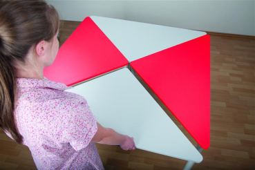 Pythagoras Dreiecktisch, Melamin 120x85x85cm