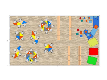 Pythagoras Dreiecktisch, Melamin 120x85x85cm