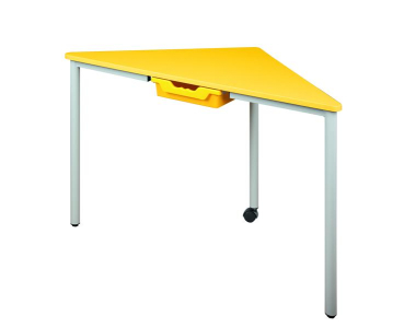 Pythagoras Dreiecktisch, Melamin Schub + Führung, 120x85x85cm