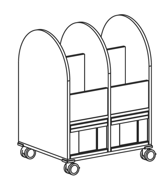 Bücherwagen, 2-reihig   BxHxT 66,1 x 91 x 55 cm
