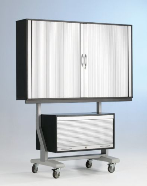 TV-Wagen für Flat-Screens, US, 1 FB, 190x154x65cm, 9006/Schwarz